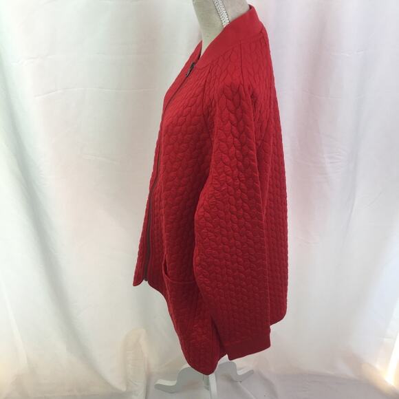 Isaac Mizrahi Live Jacquard Cable Knit Jacket Red - Picture 8 of 11